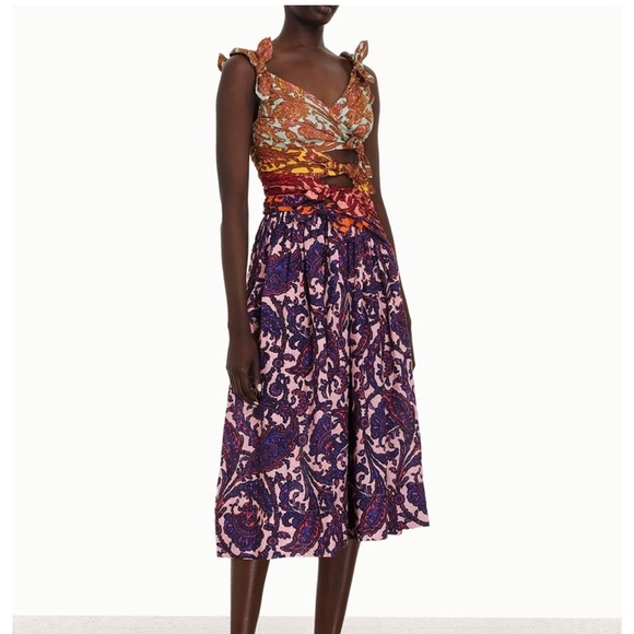 NWT Zimmerman spliced paisley tiggy bow midi dress size 4 - Picture 7 of 7